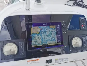 Navigation system on a 2020 Lagoon 42 catamaran, featuring B&G marine electronics.