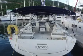 2017 Beneteau Oceanis 41 sailboat docked at marina, named Contango, St. Thomas, USVI.