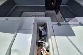 Leopard 45 yacht interior with seating and winch, 2021 model.