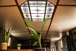 Brass and stained glass skylight