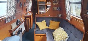 Saloon area transforms into small double bed