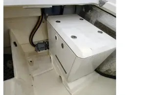 Interior view of a 2020 Leopard 50 boat compartment with equipment and wiring.