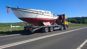 On trailer on the way to kippford