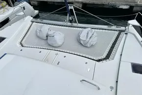 Leopard 50 catamaran deck with netting and cushions, 2021 model.