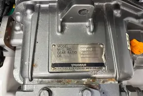 Close-up of a Yanmar engine component with model details on a Leopard 40 Powercat 2024.