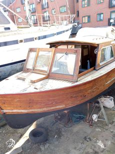 Wooden hulled river or canal cruiser