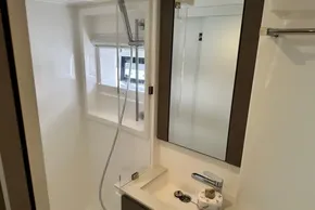 Bathroom interior of 2025 Robertson and Caine Leopard 46 Powercat, featuring modern fixtures.