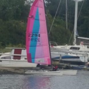 hobie 17 sport (faster with the jib)