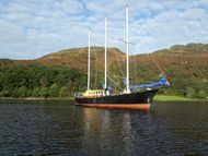 80 foot stay sail schooner. Classic cruiser