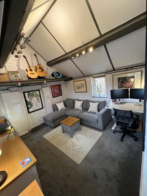 Music room with pitched roof