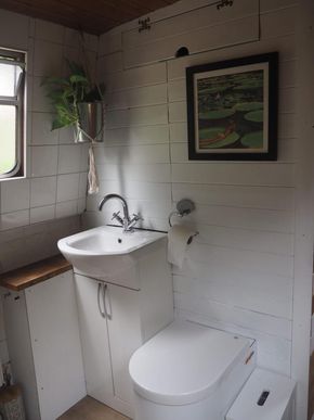 Shower room with compost loo and sink