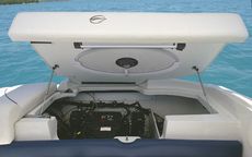 Crownline Bowrider 220 LS - Easy access to the engine and stored cocktail table and pedestal