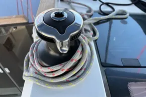 Winch with rope on Jeanneau Sun Odyssey 389 sailboat, 2020 model.