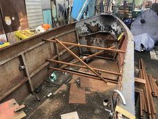 37 Narrowboat hull Project, with new steel sheet