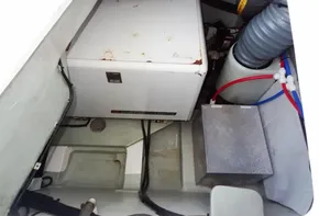 Engine compartment of a 2018 Leopard 43 Powercat with generator and wiring.