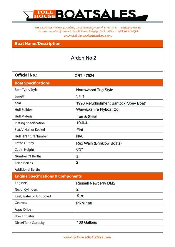 Tollhouse Boat Details Form 1
