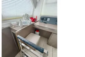 Modern interior of 2021 Leopard 50 yacht with sleek design and nautical decor.