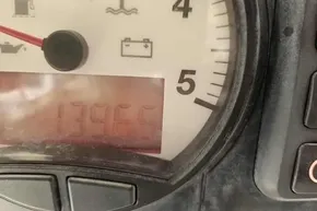 Close-up of a 2008 Leopard 40 gauge displaying 1396.5 hours.