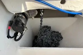 Anchor chain and winch system on 2024 Leopard 40 Powercat boat.