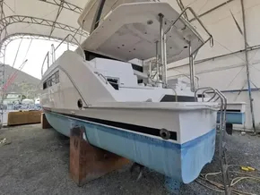 2017 Leopard 43 Powercat in dry dock for maintenance.