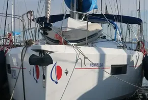 2019 Jeanneau Sun Odyssey 440 sailboat docked in marina.