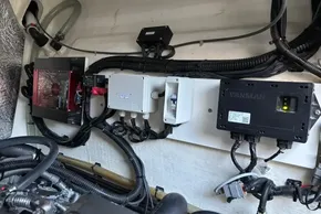 Electrical components inside a 2024 Leopard 40 Powercat engine room.