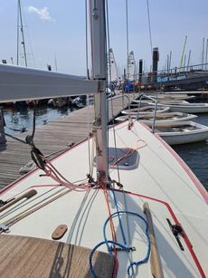 Folkboat with metal mast and boom