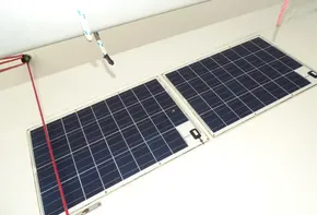 Solar panels on a 2017 Leopard 45 catamaran deck.