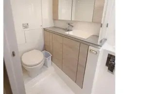 Modern bathroom in 2020 Leopard 50 yacht with sleek fixtures and ample storage.