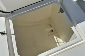Open storage compartment on 2025 Robertson and Caine Leopard 46 Powercat boat.